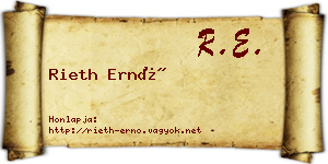 Rieth Ernő névjegykártya